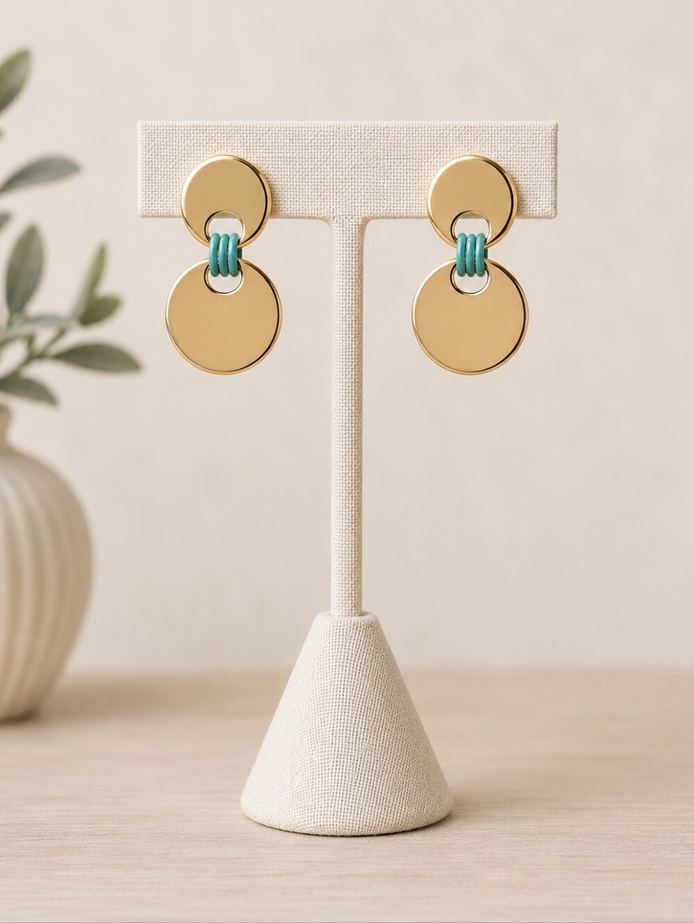 On 34th Gold-Tone Disc & Color Ring Drop Earrings - NWT
